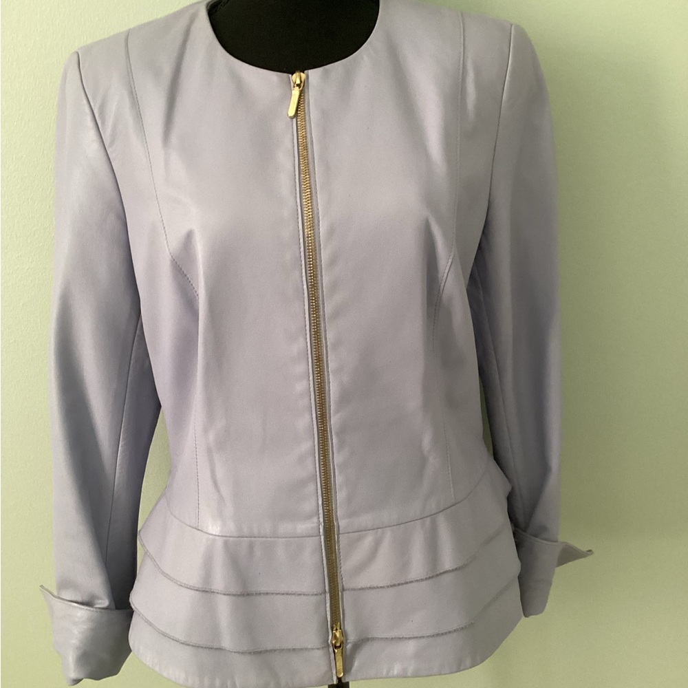 Dana Buchman Purple Blazer with Gold Zipper and Tailored Design